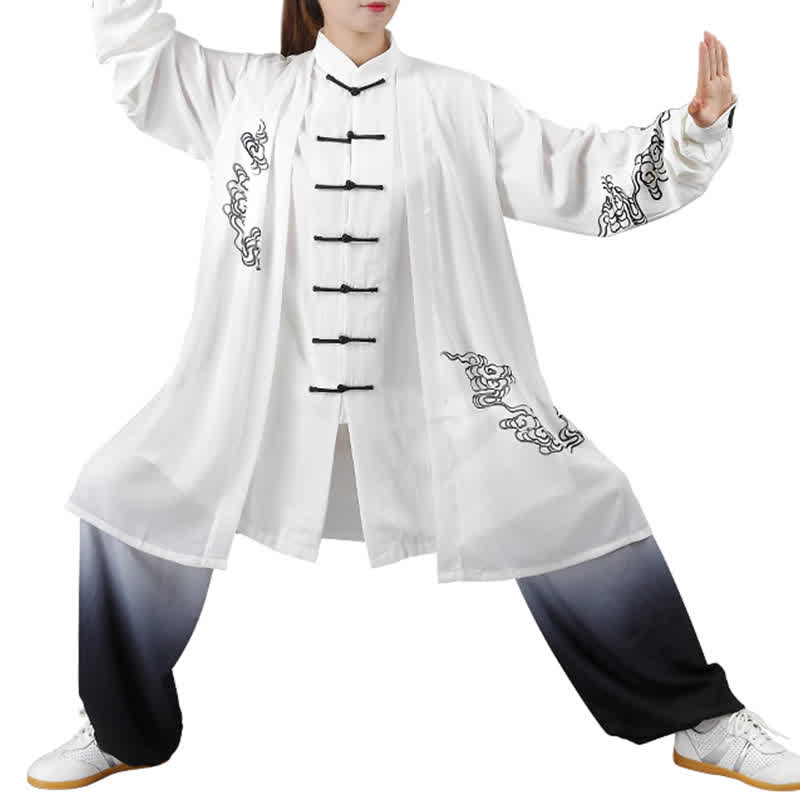 Buddha Stones Auspicious Clouds Gradient Meditation Prayer Spiritual Zen Tai Chi Qigong Practice Women's Clothing Set