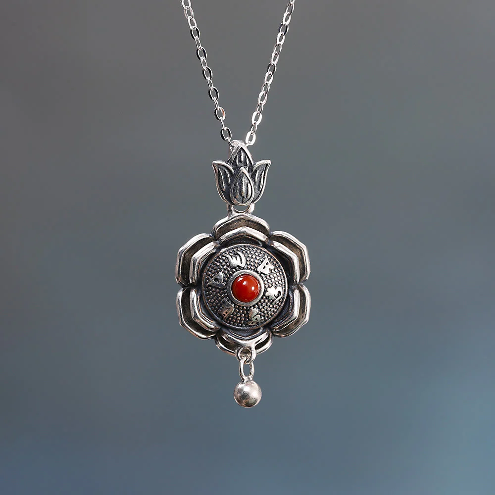 Buddha Stones 925 Sterling Silver Om Mani Padme Hum Lotus Peace Necklace Pendant Earrings