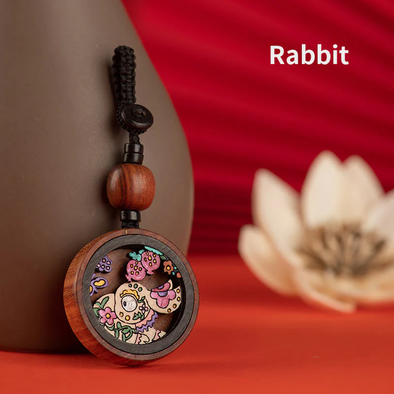 Buddha Stones Year Of The Dragon Hand Painted Chinese Zodiac Rosewood Carved Calm Key Chain (Extra 30% Off | USE CODE: FS30)