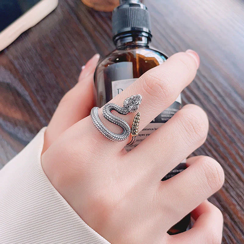 Buddha Stones 925 Sterling Silver Year Of The Snake Calm Balance Adjustable Ring