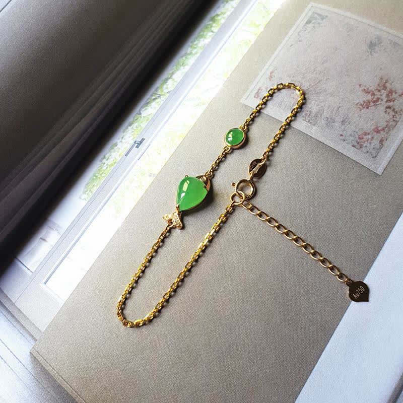 Buddha Stones Green Chalcedony Koi Fish Courage Strength Bracelet