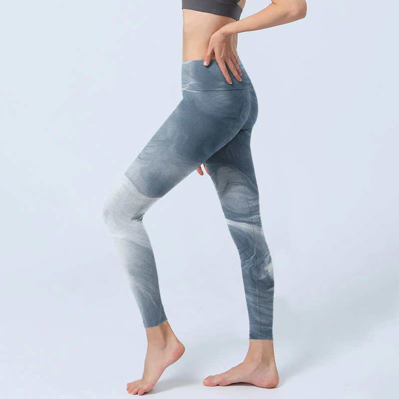 Buddha Stones Light Slate Gray White Cat Exercise Leggings Women's Yoga Pants
