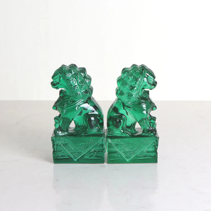 Buddha Stones 2Pcs Lion Statue Courage Strength Resin Home Office Decoration