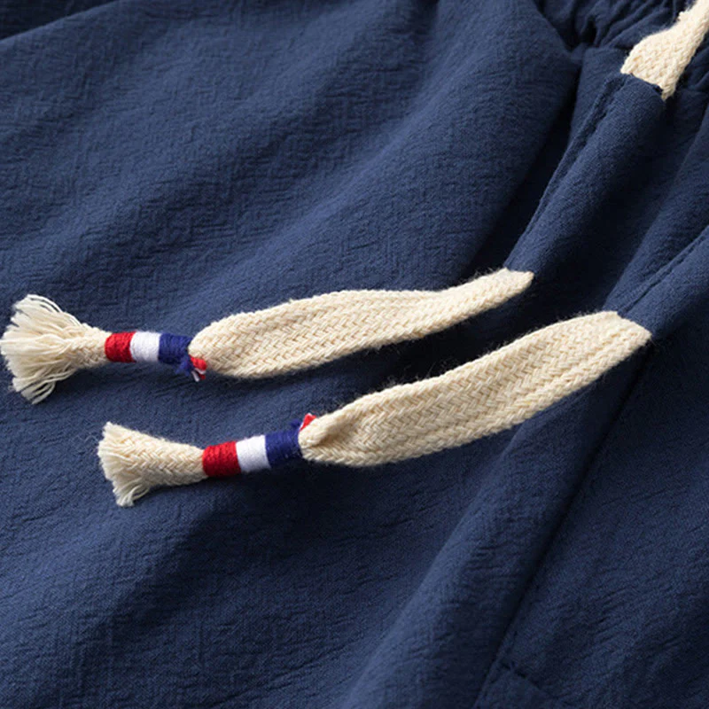 Buddha Stones 2Pcs Chinese Characters Crane Cotton Shirt Pants With Pockets Men's Meditation Cloth Set