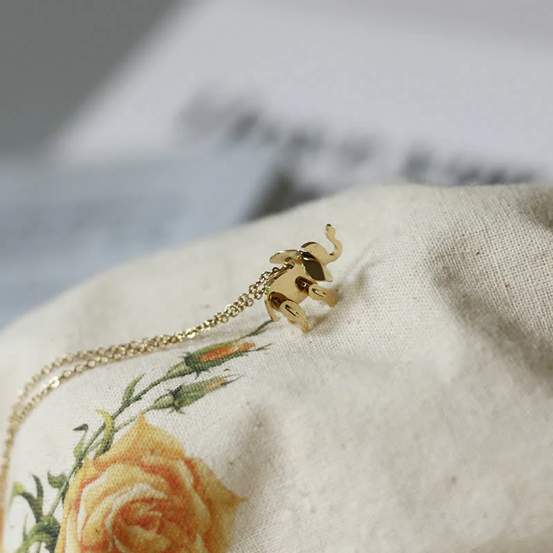 Buddha Stones Elephant Titanium Steel Luck Necklace Chain Pendant