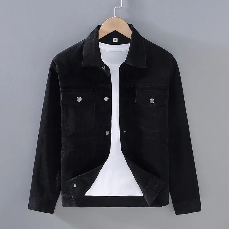 Buddha Stones Plain Long Sleeve Button Design Men's Cotton Jacket Shirt With Pockets