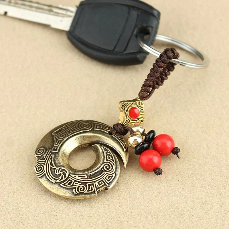 Buddha Stones Good Luck Fortune Copper Wealth Key Chain