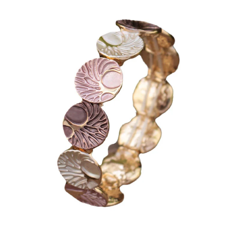 Buddha Stones The Tree Of Life Creation Enamel Alloy Bracelet