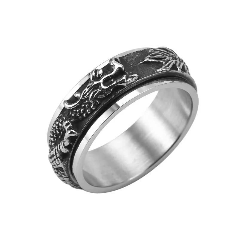 Buddha Stones Dragon Titanium Steel Stimulation Rotatable Ring (Extra 30% Off | USE CODE: FS30)