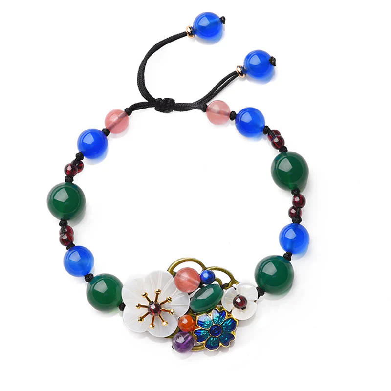 Buddha Stones Agate Shell Flower Support Bracelet