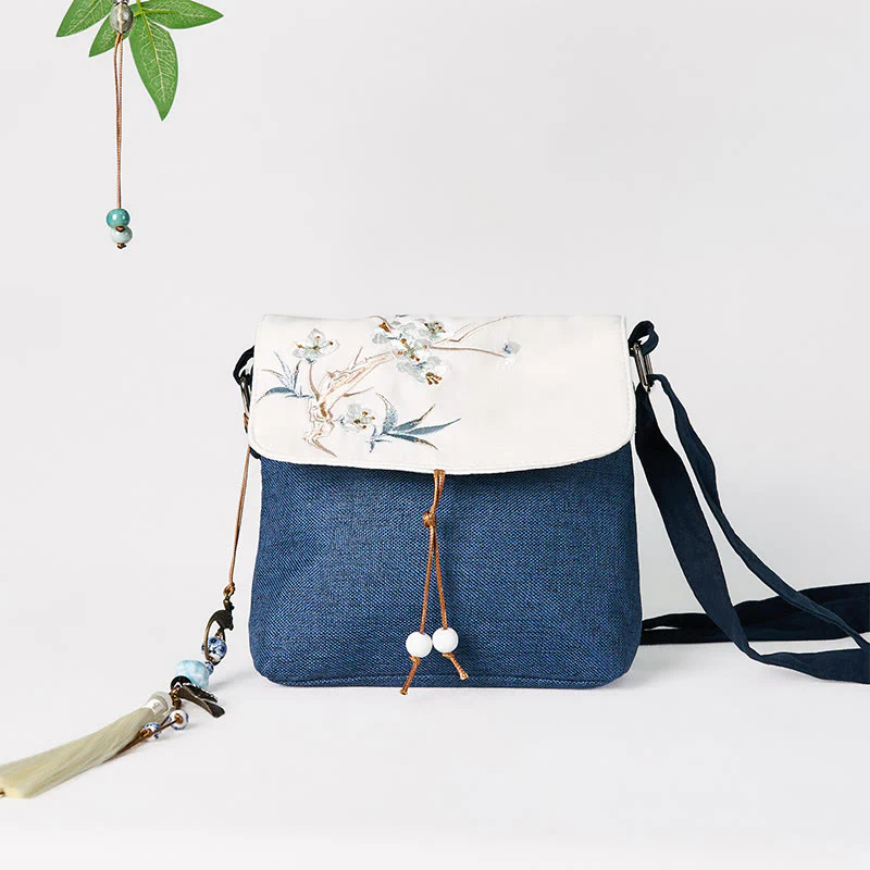 Buddha Stones Handmade Embroidered Large Capacity Polyester Canvas Backpack