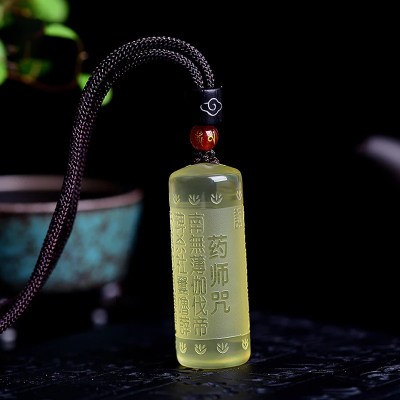 Buddha Stones Heart Sutra Citrine Happiness Strength Necklace Pendant