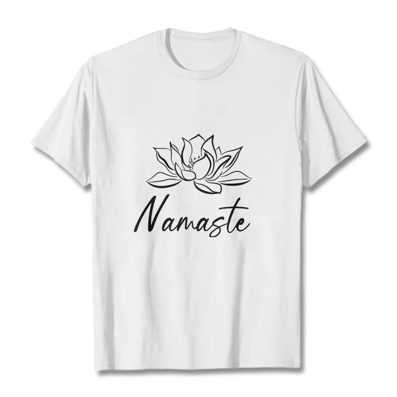 Buddha Stones Simple Lotus Flower Namaste Meditation Cotton Tee T-shirt