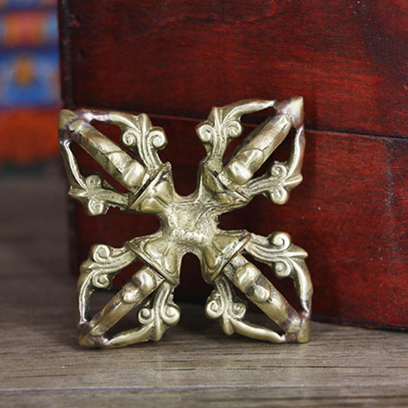 Buddha Stones Nepal Handmade 5 Prong Double Dorje Copper Strength Vajra