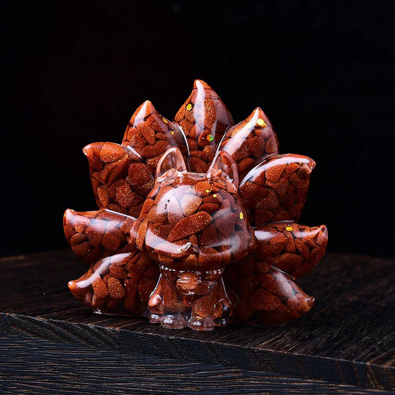 Buddha Stones Small Various Stone Pink Crystal Citrine Amethyst Nine Tailed Fox Warmth Home Decoration