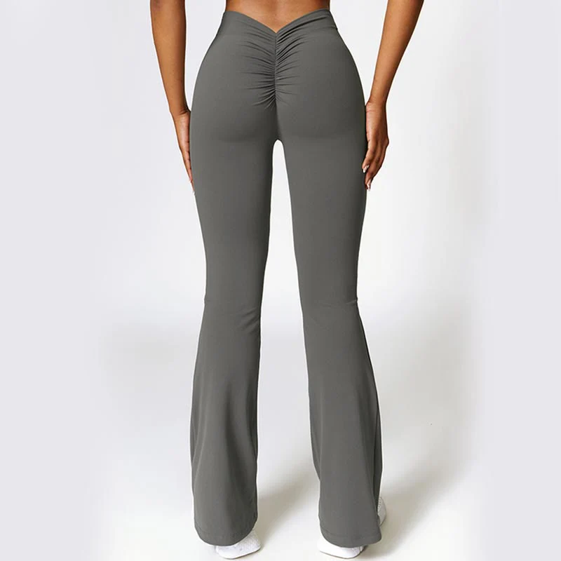 Buddha Stones High Waist Breathable Flare Pants For Sports Fitness Yoga