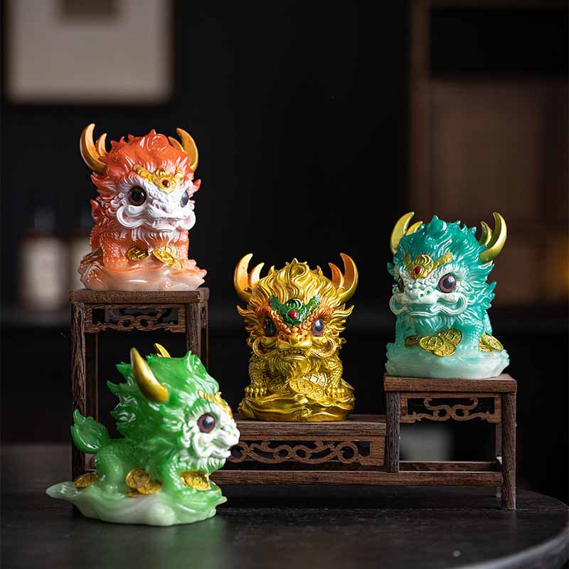 Buddha Stones Color Changing Small Kirin Resin Tea Pet Home Figurine Decoration