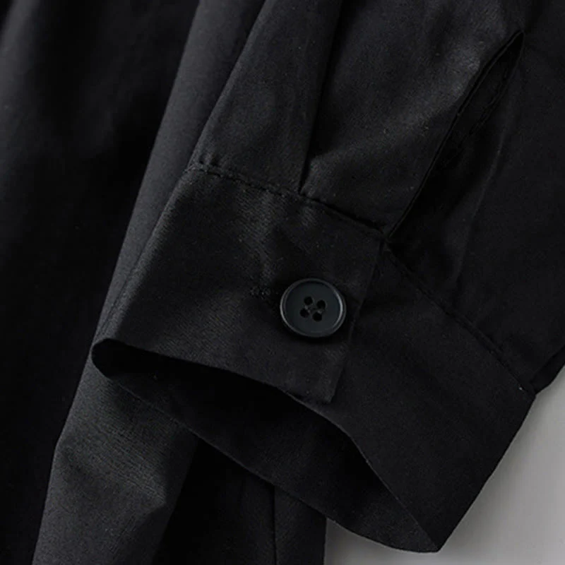 Buddha Stones Printing Irregular Lines Back Lace-up Design Lapel Cotton Midi Dress With Pockets