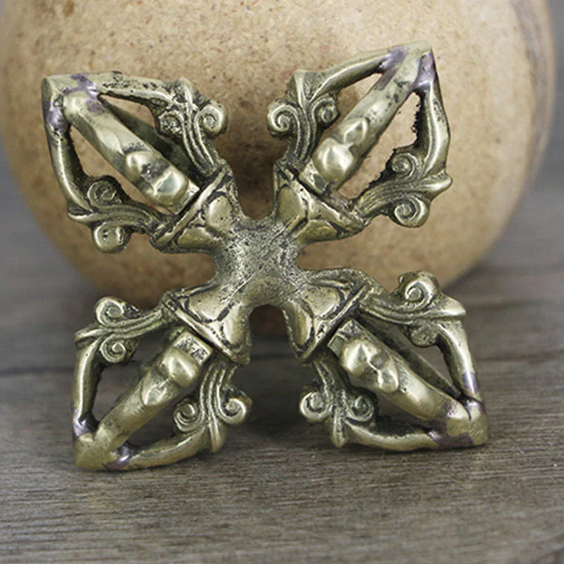 Buddha Stones Nepal Handmade 5 Prong Double Dorje Copper Strength Vajra