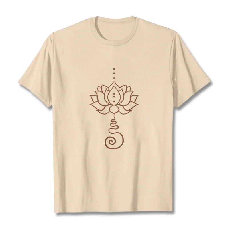 Buddha Stones Casual Lotus Design Cotton Tee T-shirt