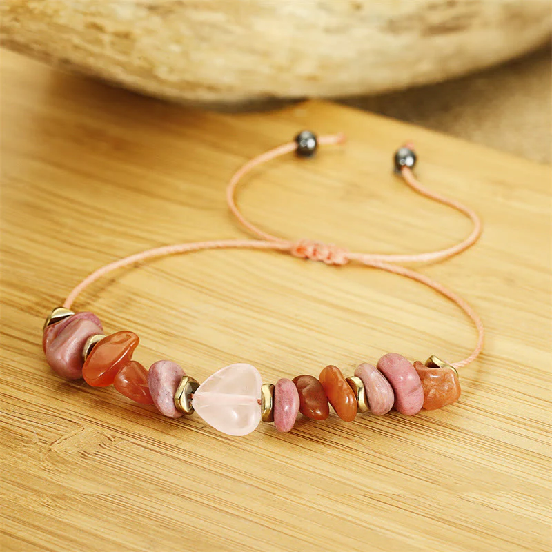 Buddha Stones Thinking Of You Rose Quartz Rhodonite Carnelian Relationships Bracelet