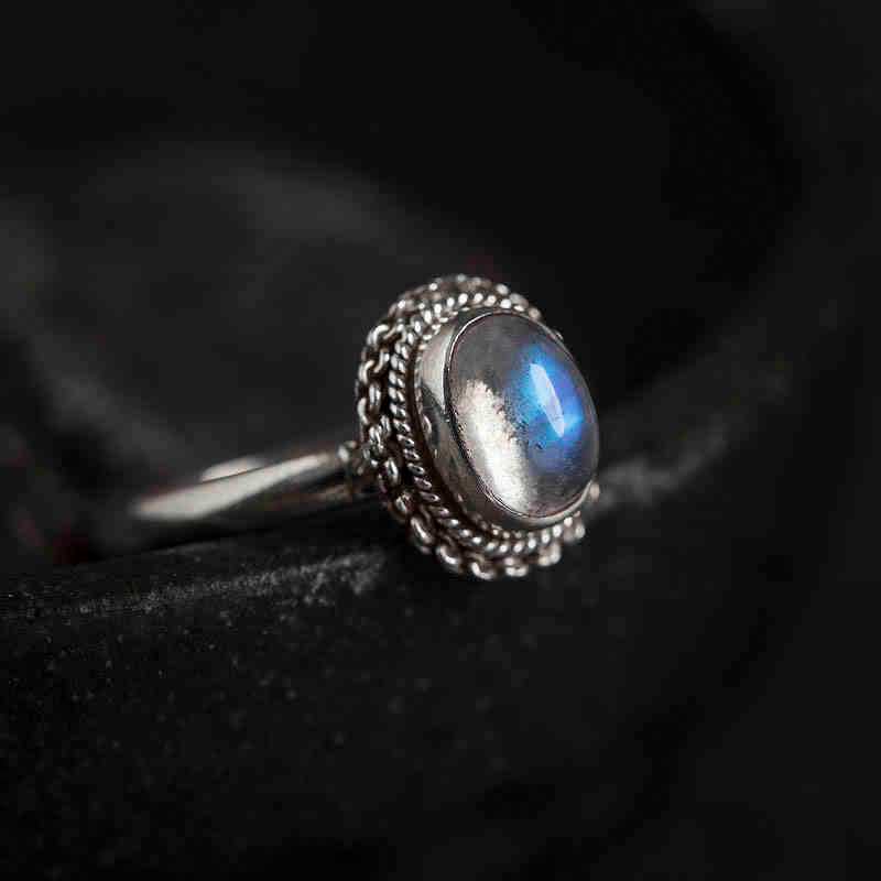 Buddha Stones 925 Sterling Silver Natural Moonstone Positive Ring