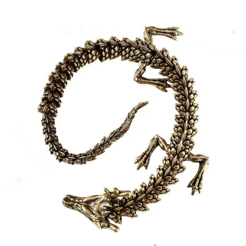 Buddha Stones Brass Copper Dragon Wealth Luck Protection Statue Figurine Home Decoration