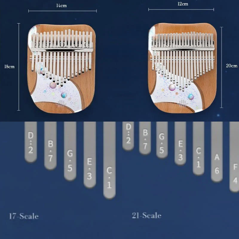 Buddha Stones Kalimba 17/21 Keys Thumb Piano Beech Wood Planet Universe Portable Finger Piano