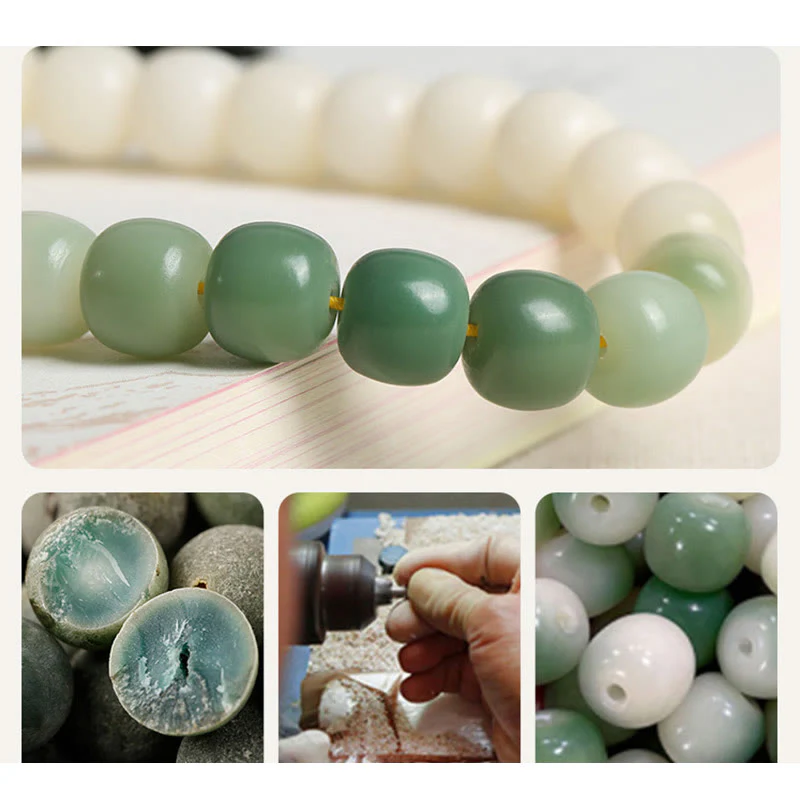 Buddha Stones Natural Gradient Bodhi Seed Fortune Money Bag Lotus Wisdom Tassel Wrist Mala