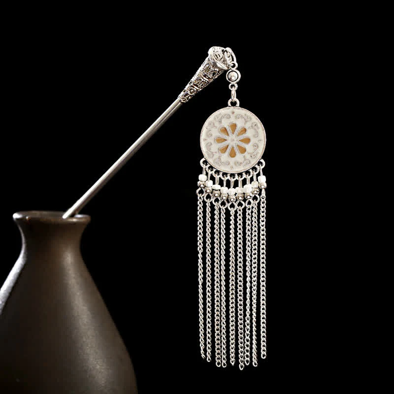 Buddha Stones Water Drop Lily of the Valley Flowers Tassels Confidence Hairpin