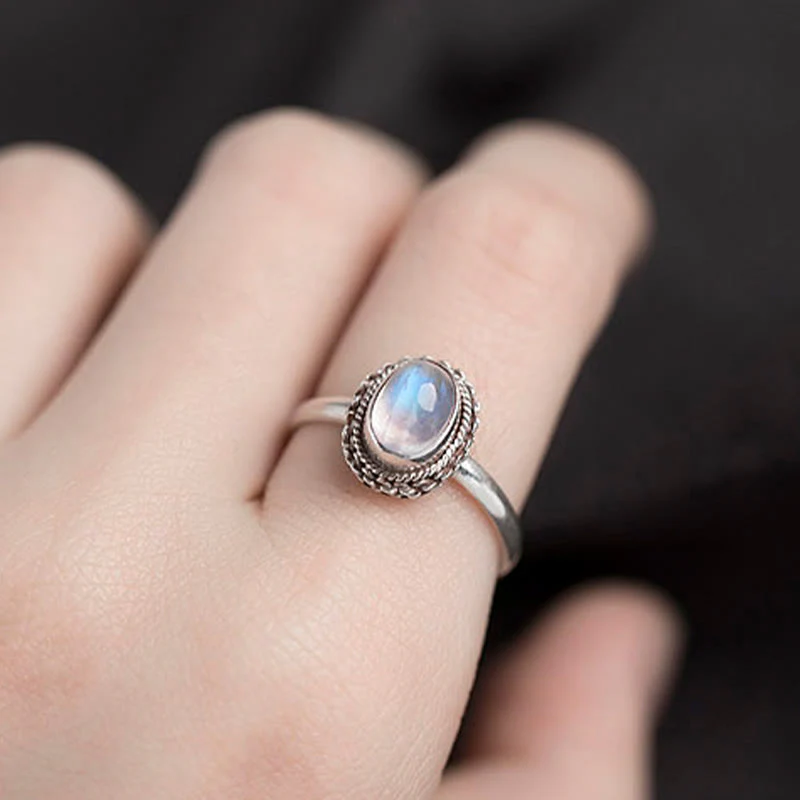 Buddha Stones 925 Sterling Silver Natural Moonstone Positive Ring