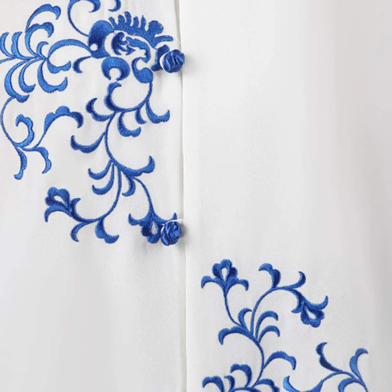 Buddha Stones Flower Embroidery Meditation Prayer Spiritual Zen Tai Chi Qigong Practice Unisex Clothing Set