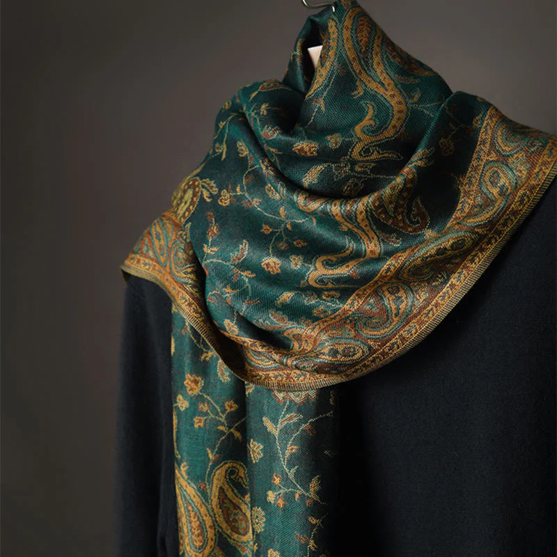 Buddha Stones Tibetan Cashew Flower Vine Print Tassels Shawl Fall Winter Soft Scarf Wrap