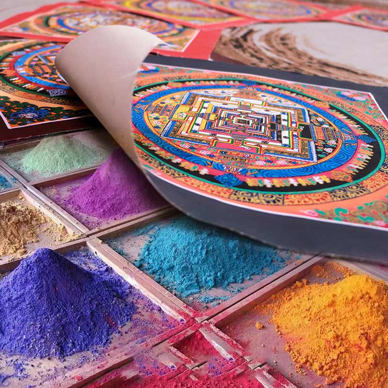 Buddha Stones Tibetan Handmade Thangka Mandala Painting Blind Box Random Color Pattern