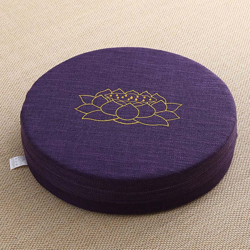 Buddha Stones Lotus Embroidery Cotton Linen Meditation Seat Cushion