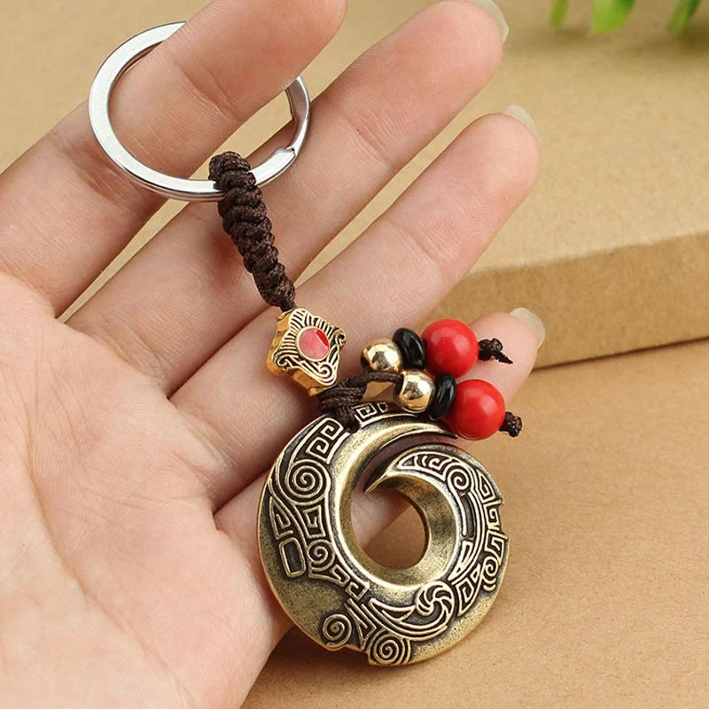 Buddha Stones Good Luck Fortune Copper Wealth Key Chain