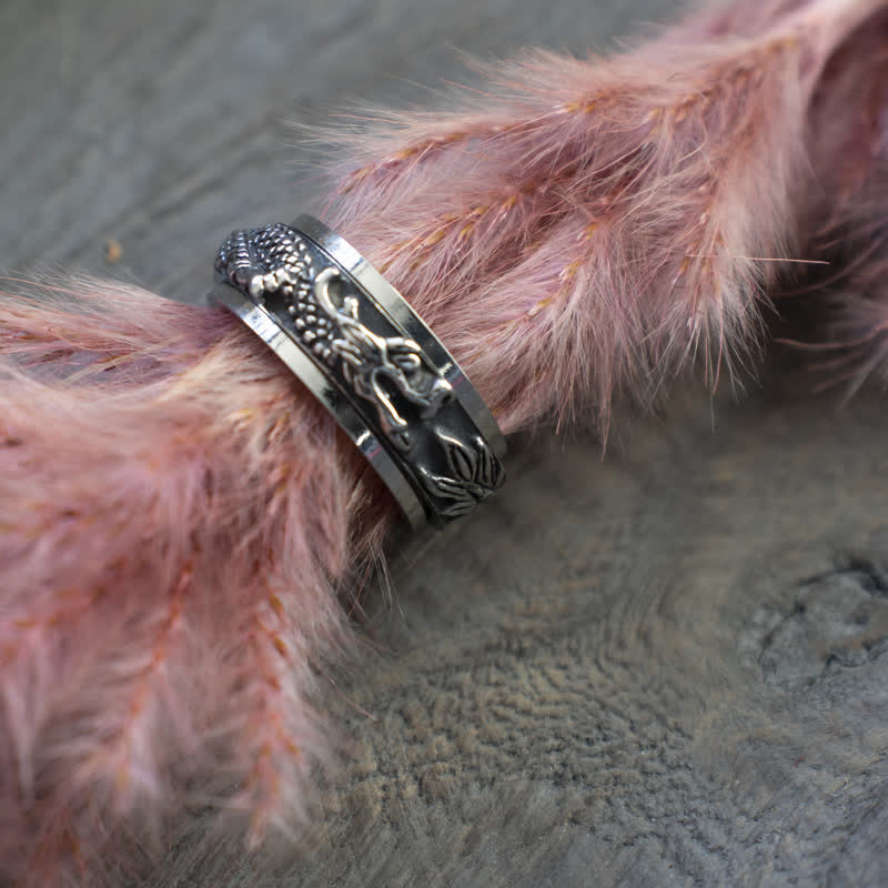 Buddha Stones Dragon Titanium Steel Stimulation Rotatable Ring (Extra 30% Off | USE CODE: FS30)
