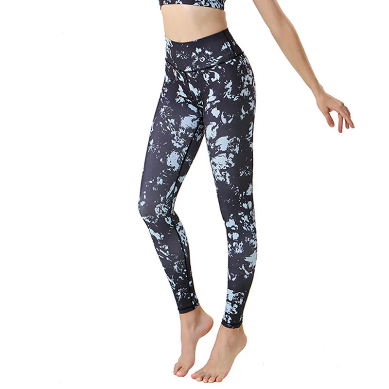 Buddha Stones Spots Maple Leaf Print Sports Exercise Fitness High Waist Leggings Women's Yoga Pants