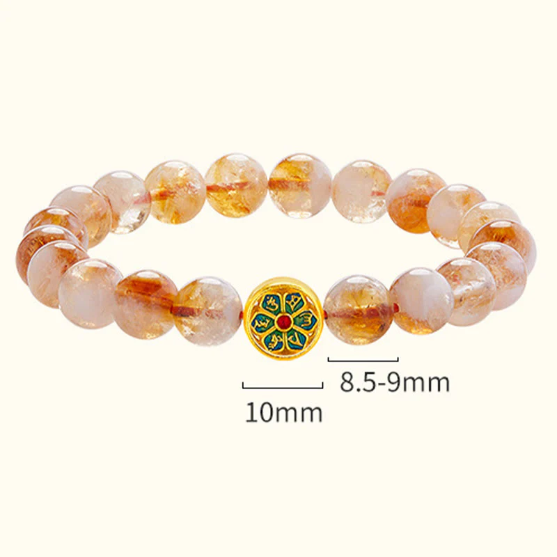 Buddha Stones 999 Sterling Silver Citrine Om Mani Padme Hum Protection Bracelet