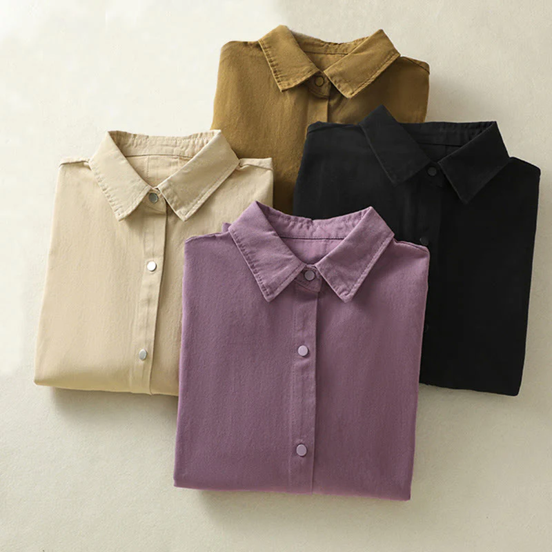 Buddha Stones Plain Button Design Stand Collar Women's Cotton Jacket