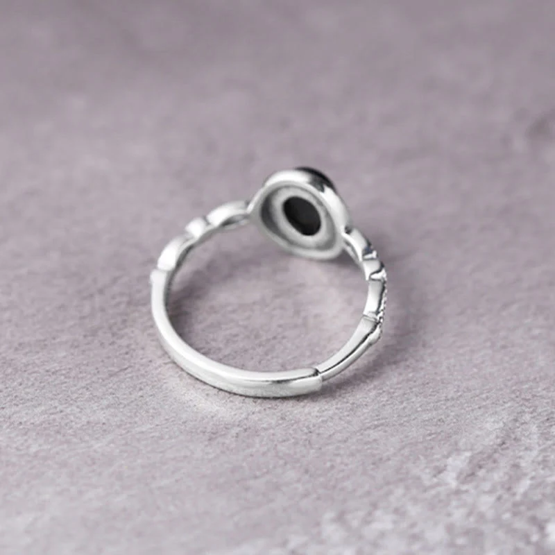 Buddha Stones 925 Sterling Silver Black Onyx Fortune Ring