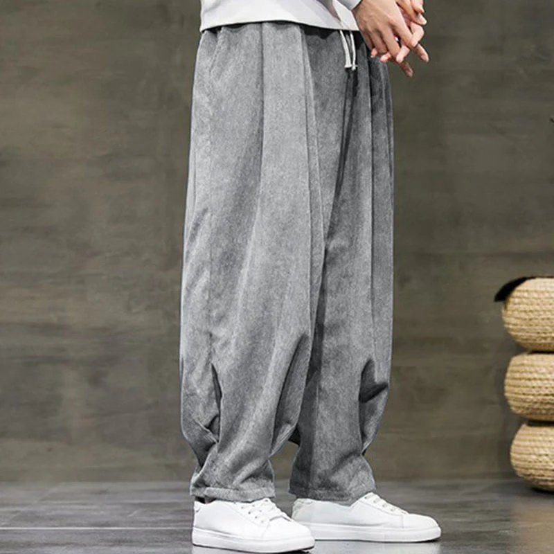 Buddha Stones Casual Plain Cotton Bloomer Men's Pants With Pockets