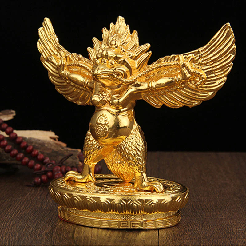 Buddha Stones Tibetan Gold Garuda Bird Alloy Protection Home Decoration