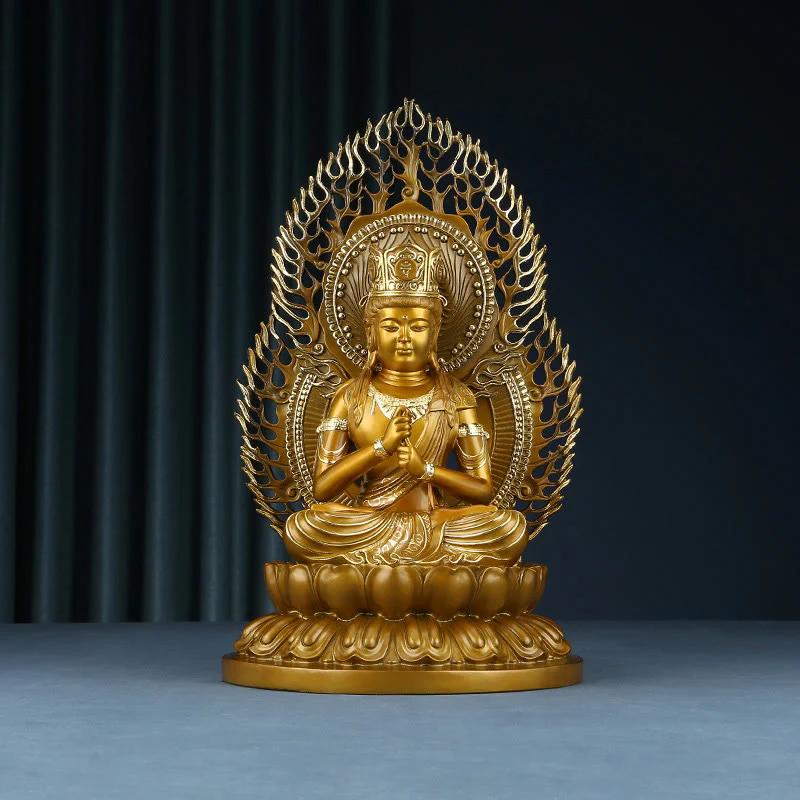 Buddha Stones Tathagata Buddha Figurine Serenity Copper Statue Home Offering Decoration