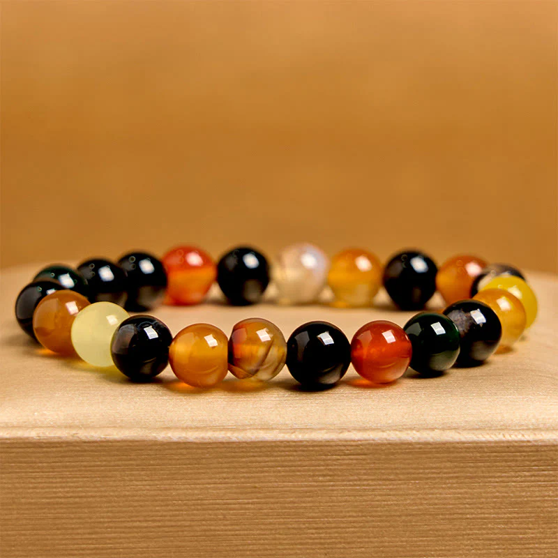 Buddha Stones Natural Colorful Chalcedony Agate Harmony Bracelet