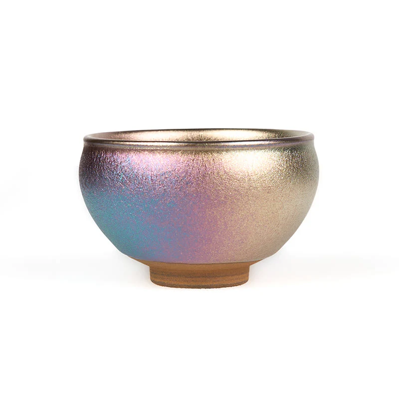 Buddha Stones Handmade Chinese Jianzhan Golden Lotus Flower Ceramic Teacup Kung Fu Tea Cup 150ml