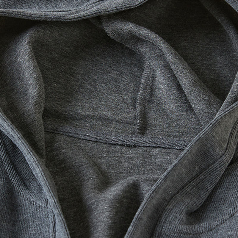 Buddha Stones Plain Buttons Women's Cotton Hooded Jacket With Pockets