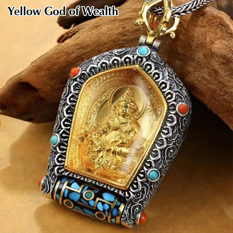 Buddha Stones Tibet Chinese Zodiac Natal Buddha Thangka Prosperity Rotatable Dzi Bead Necklace Pendant