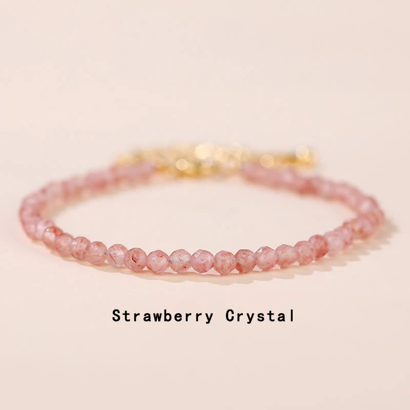 Buddha Stones Strawberry Quartz Prehnite Peridot Lazurite Pink Crystal Tourmaline Healing Chain Bracelet