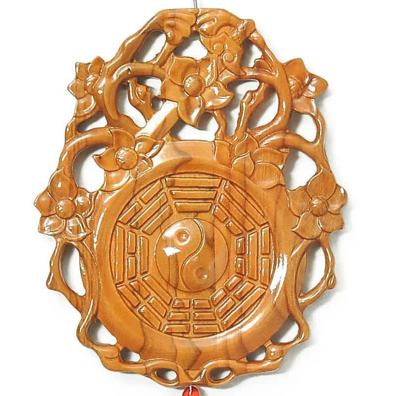 Buddha Stones Feng Shui Bagua Map Peach Wood Chinese Knotting Balance Energy Map